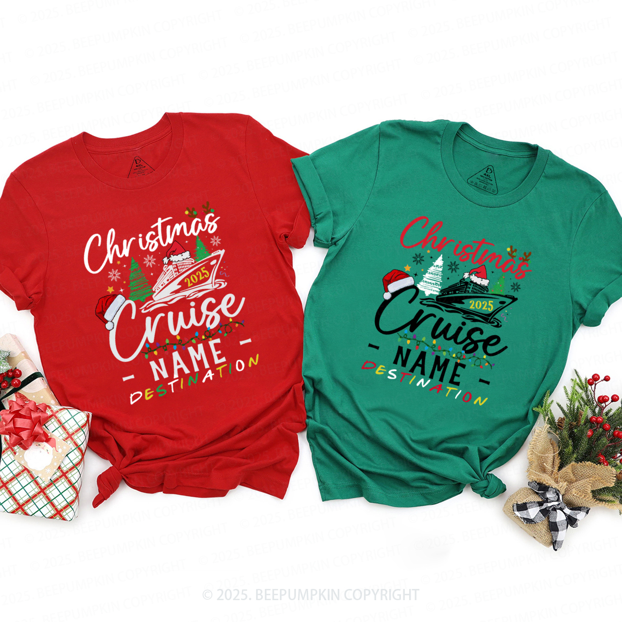 Personalized Christmas Cruise 2025 Family Matching T-Shirts Beepumpkin