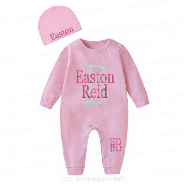 2 Pieces Personalized Baby Rompers Sets (Big Letters)