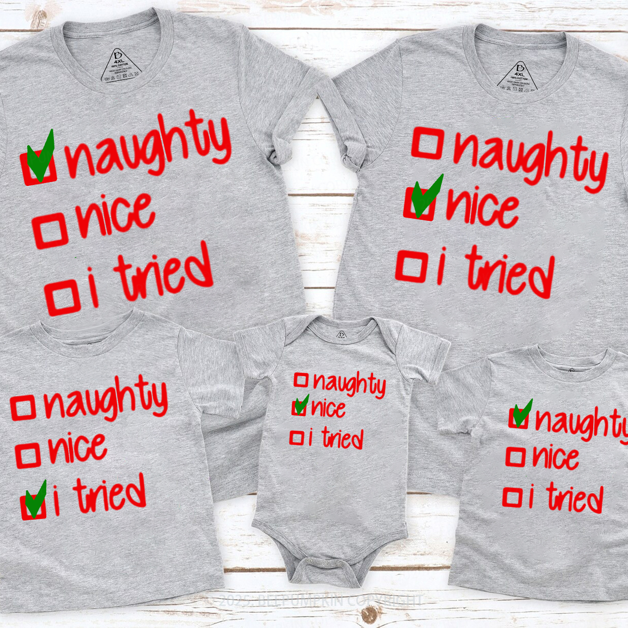 Personalized Naughty Or Nice Family Matching T-Shirts Beepumpkin