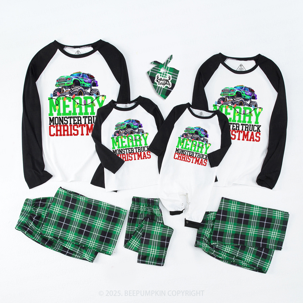 Monster Truck Christmas Family Matching Pajamas