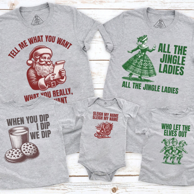Personalized Jolly Jokes & Cheers Christmas Family Matching T-Shirts Beepumpkin