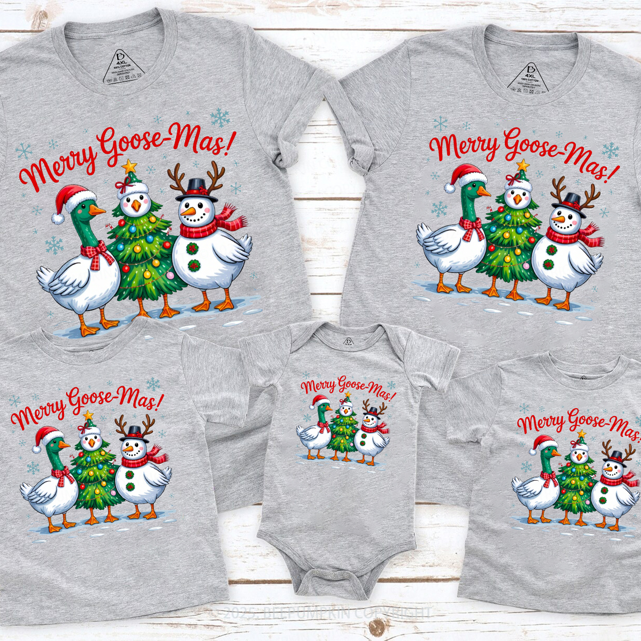 Funny Christmas Goose Christmas Family Matching T-Shirts Beepumpkin