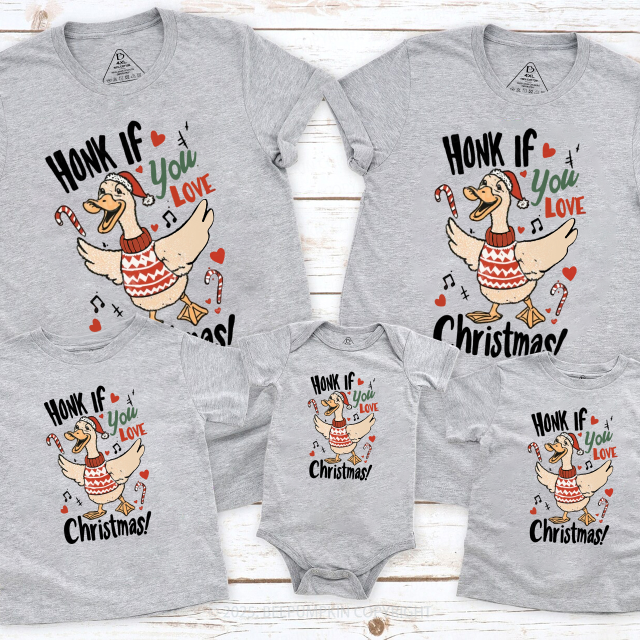 Honk If You Love Christmas Family Matching T-Shirts Beepumpkin