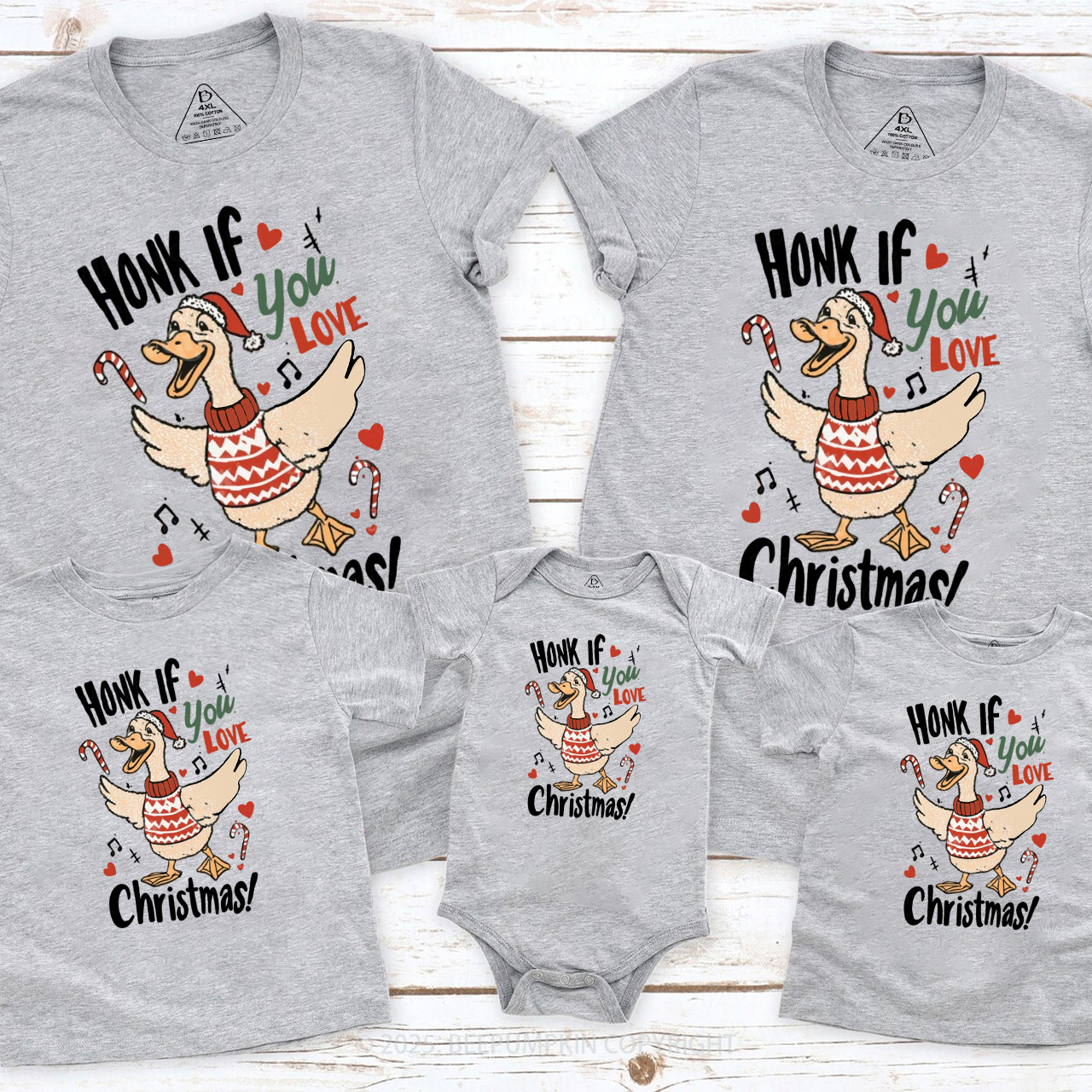 Honk If You Love Christmas Family Matching T-Shirts Beepumpkin