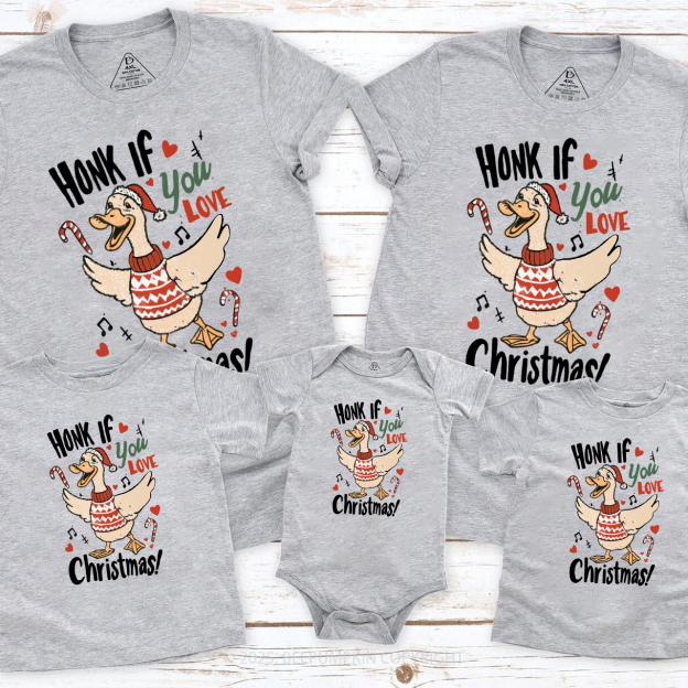 Honk If You Love Christmas Family Matching T-Shirts Beepumpkin