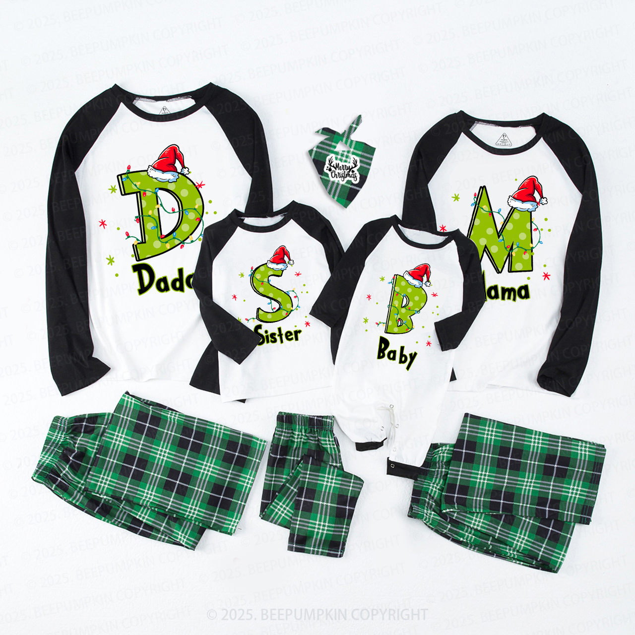 Personalized Festive Alphabet Fun Christmas Family Matching Pajamas
