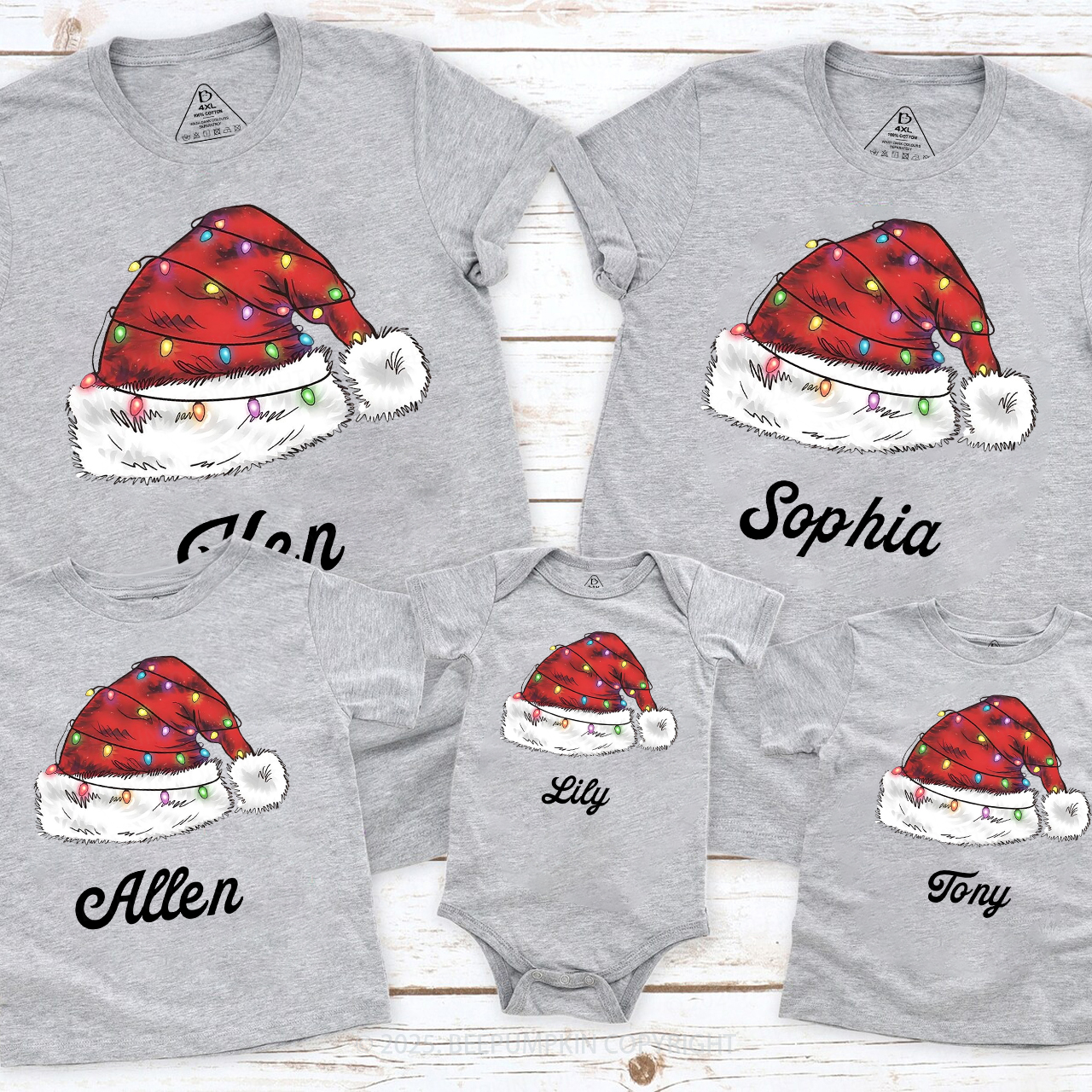 Personalized Merry Christmas Hat Family Matching T-Shirts Beepumpkin