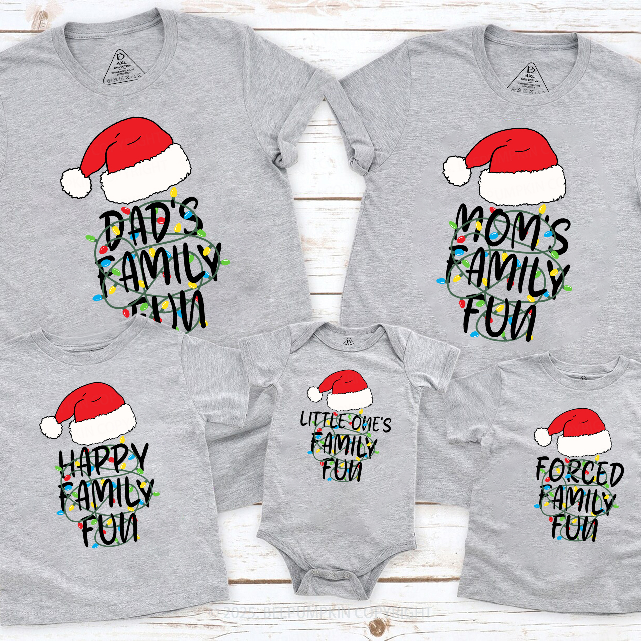 Personalized Forced Family Fun Christmas Matching T-Shirts Beepumpkin