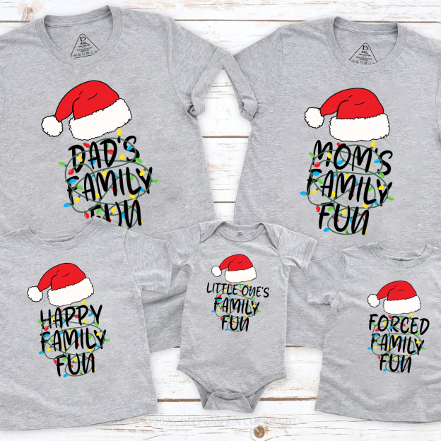 Personalized Forced Family Fun Christmas Matching T-Shirts Beepumpkin