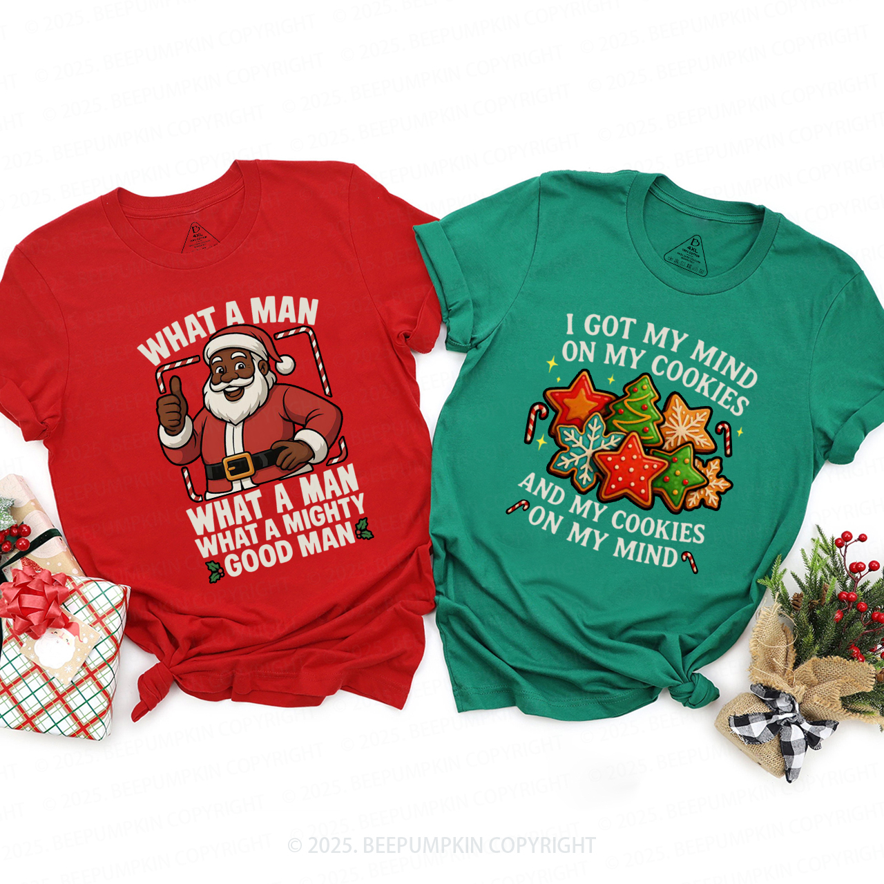 Personalized Brown Santa Christmas Family Matching T-Shirts Beepumpkin