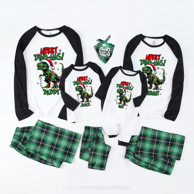 Personalized Christmas Dinosaur Family Matching Pajamas