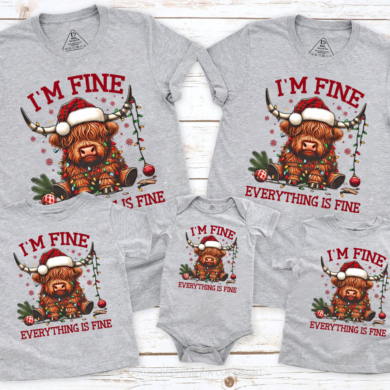 I'm Fine Everything Is Fine Christmas Family Matching T-Shirts Beepumpkin