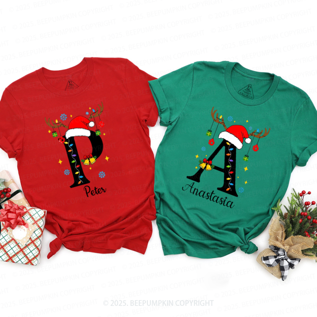 Personalized Alphabet Christmas Name Family Matching T-Shirts Beepumpkin