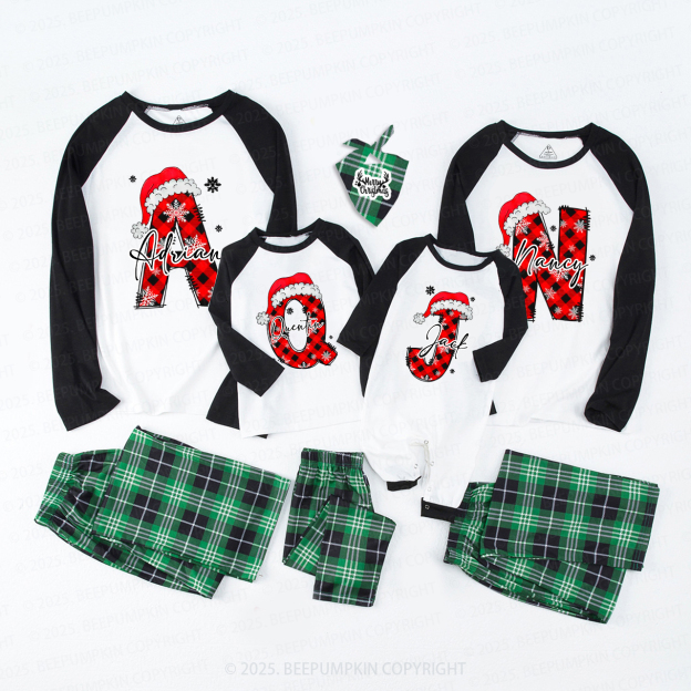 Personalized Santa Style Alphabet Christmas Family Matching Pajamas
