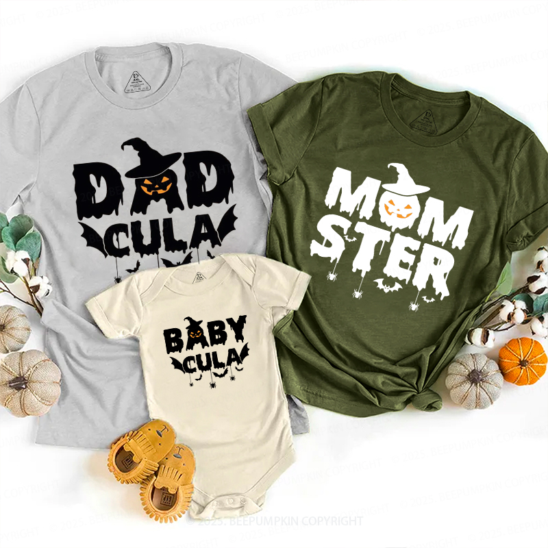 Personalized Halloween Momster Dadcula Family Matching Shirts