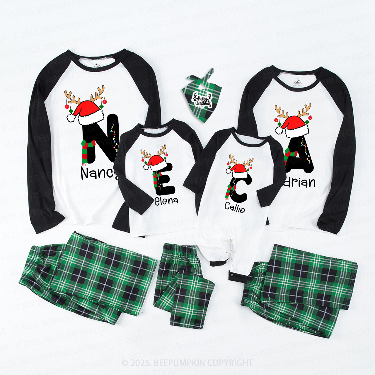 Personalized Christmas Alphabet Name Family Matching Pajamas