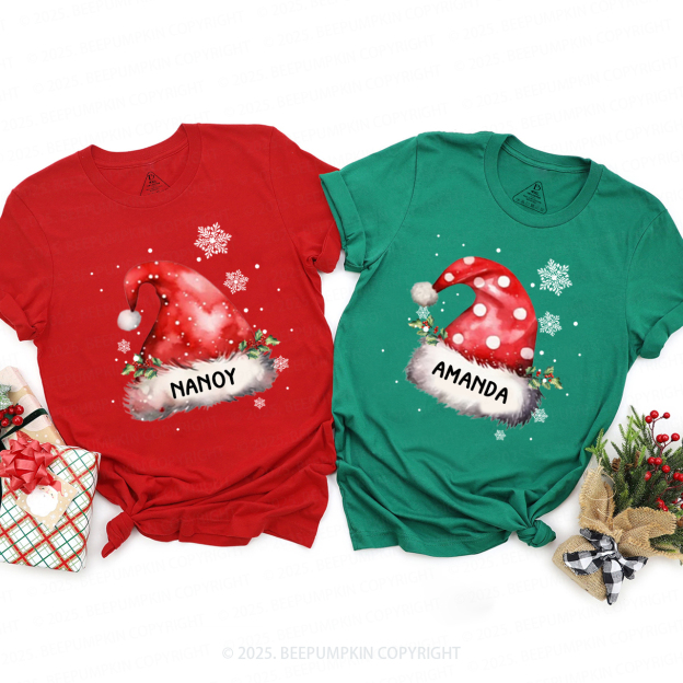 Personalized Christmas Hats Name Family Matching T-Shirts Beepumpkin