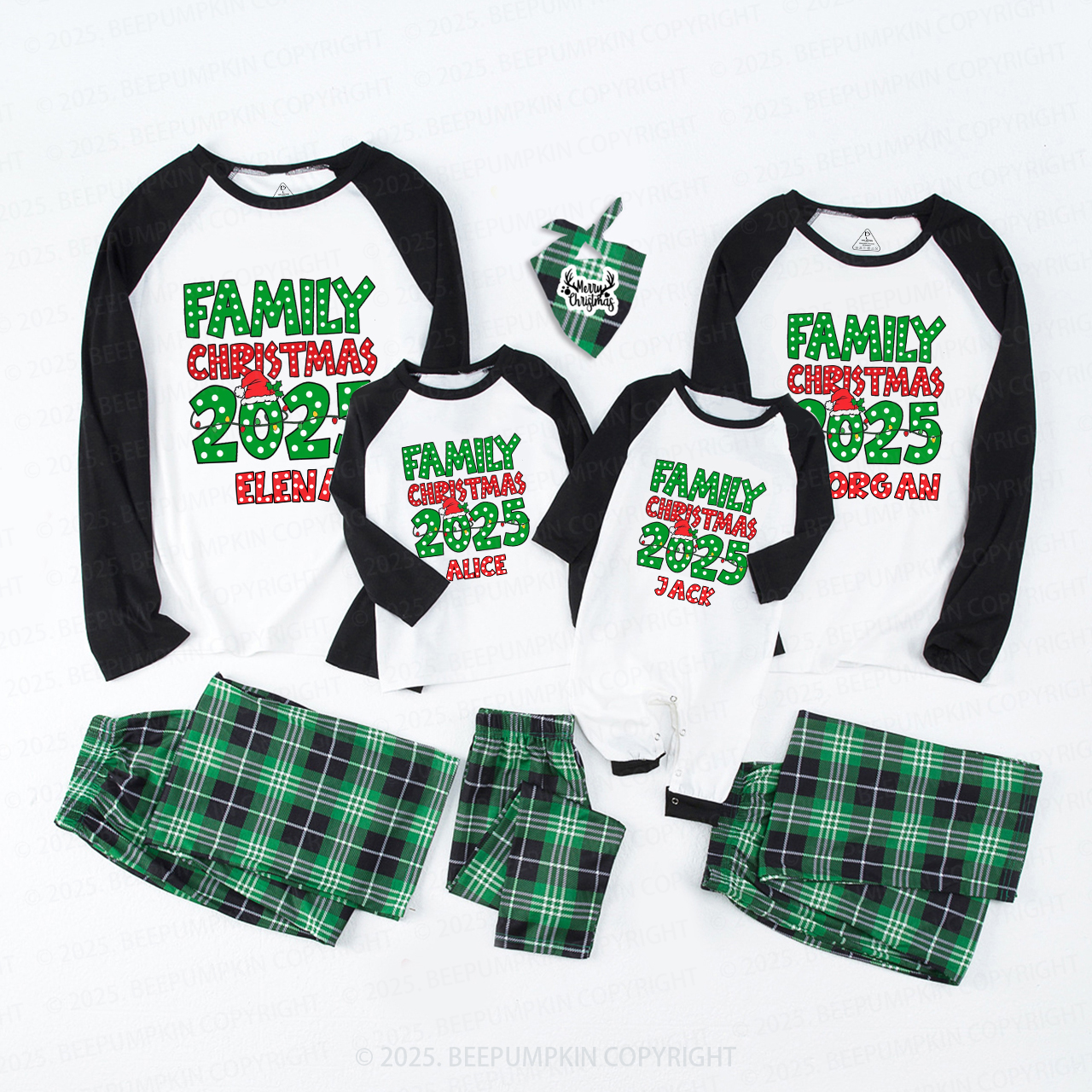 Personalized Christmas Christmas Neon Family Matching Pajamas