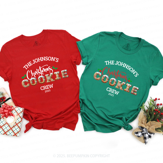 Personalized Christmas Cookie Crew Family Matching T-Shirts Beepumpkin