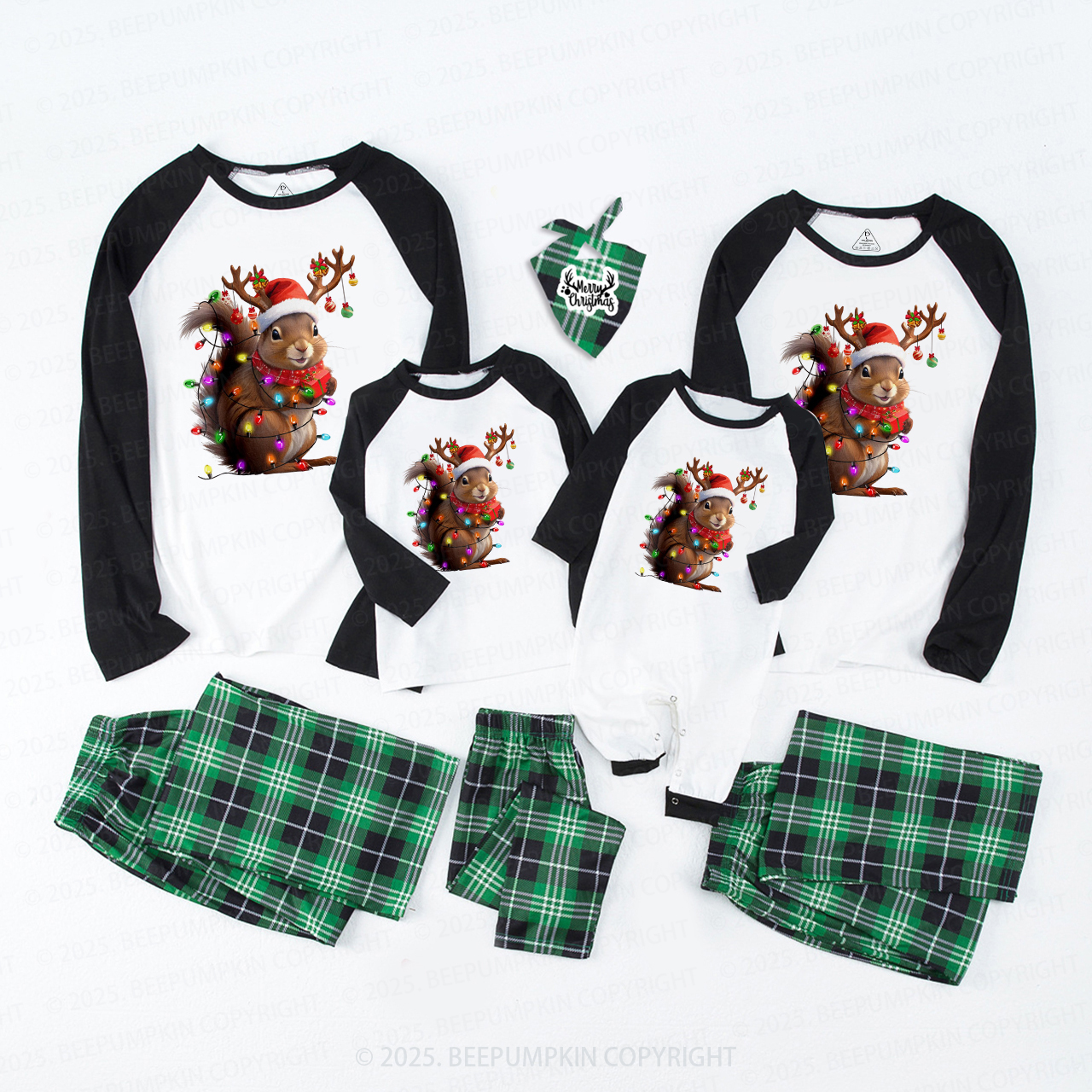 Squirrel Christmas Lights Christmas Family Matching Pajamas