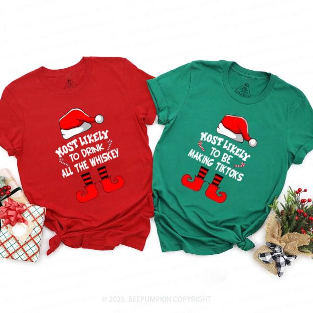 Personalized Most Likely To Christmas Family Matching T-Shirts Beepumpkin