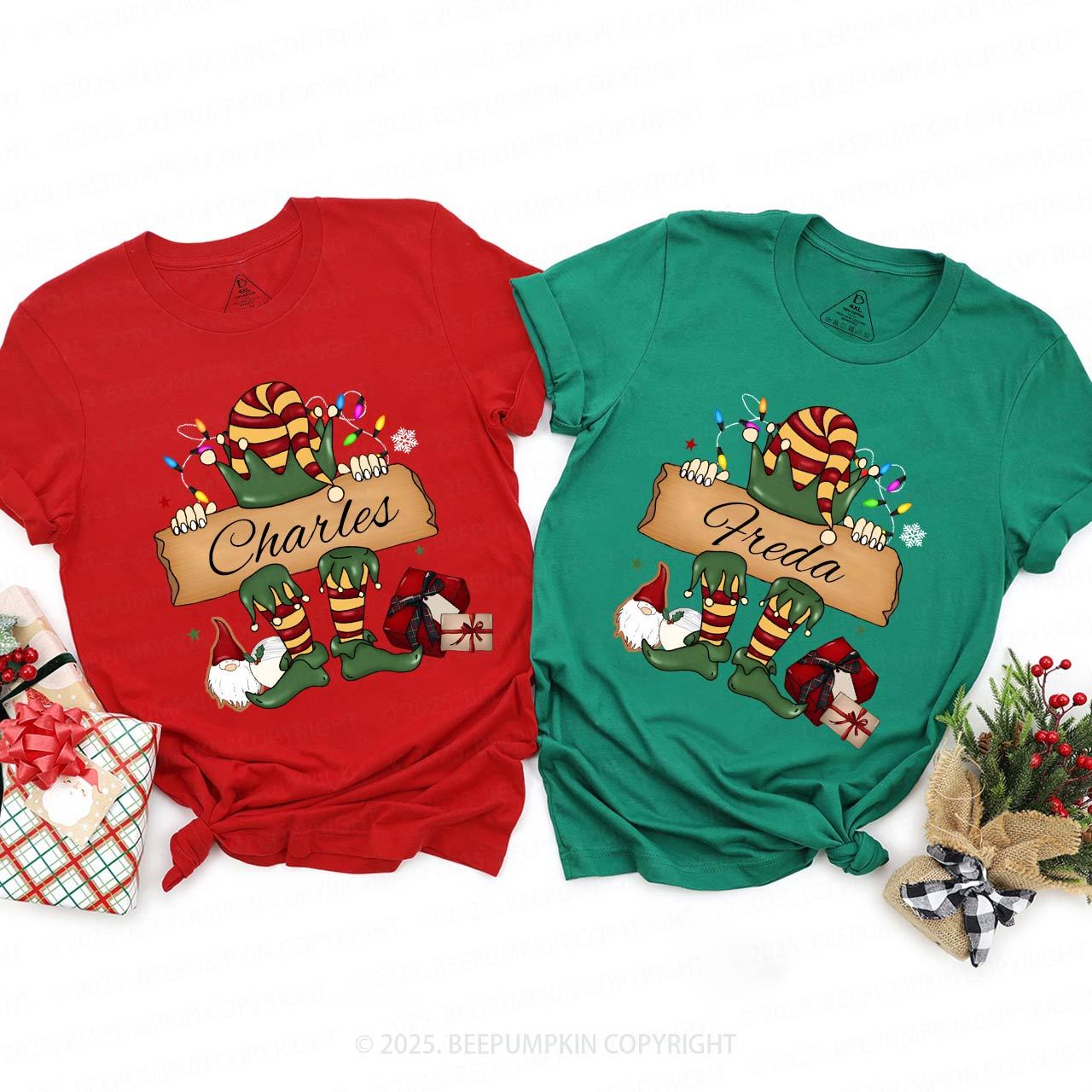 Personalized Elf's Gift Family Matching T-Shirts Beepumpkin