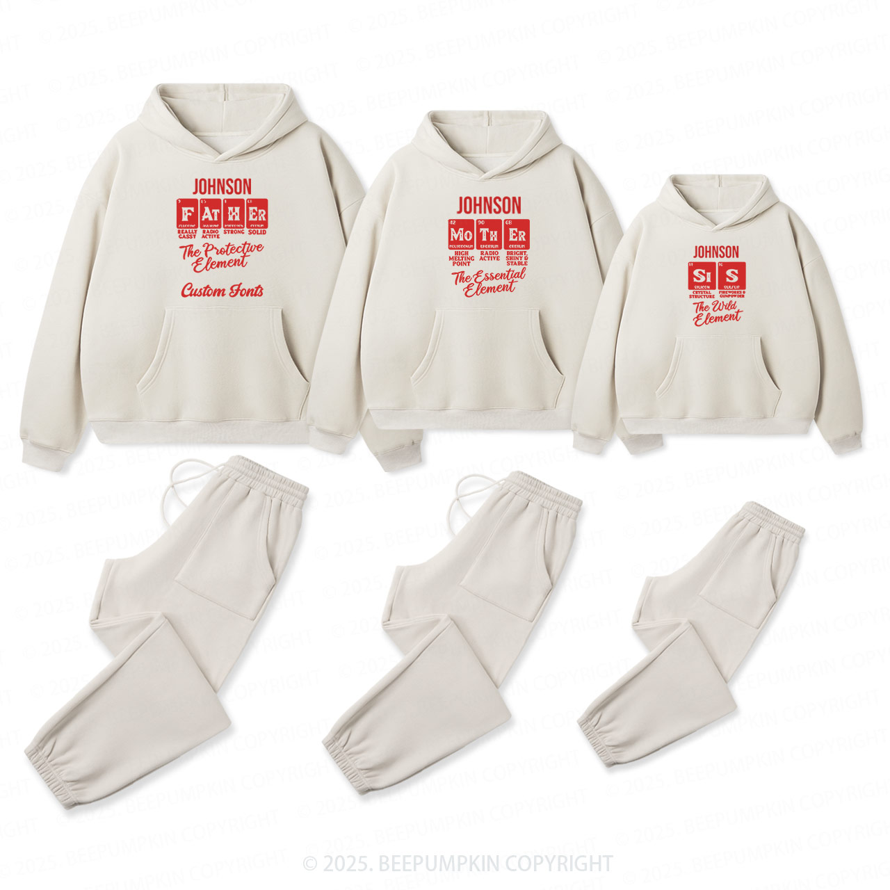 Personalized Element Family Matching Hoodie Set