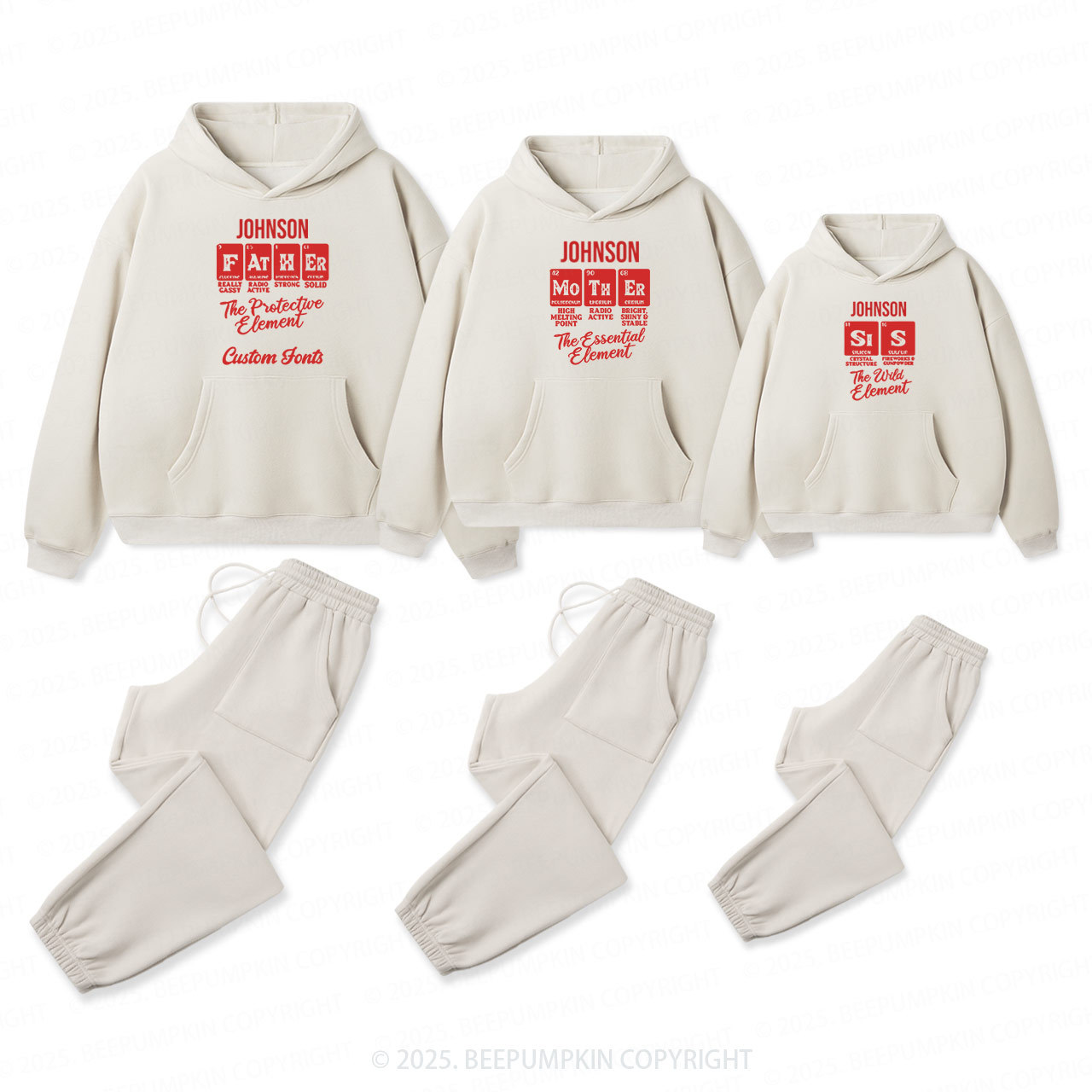 Personalized Element Family Matching Hoodie Set