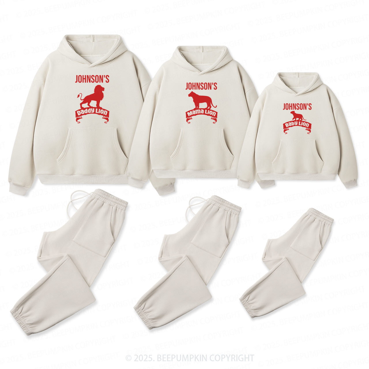 Personalized Lion Family Matching Hoodie Set