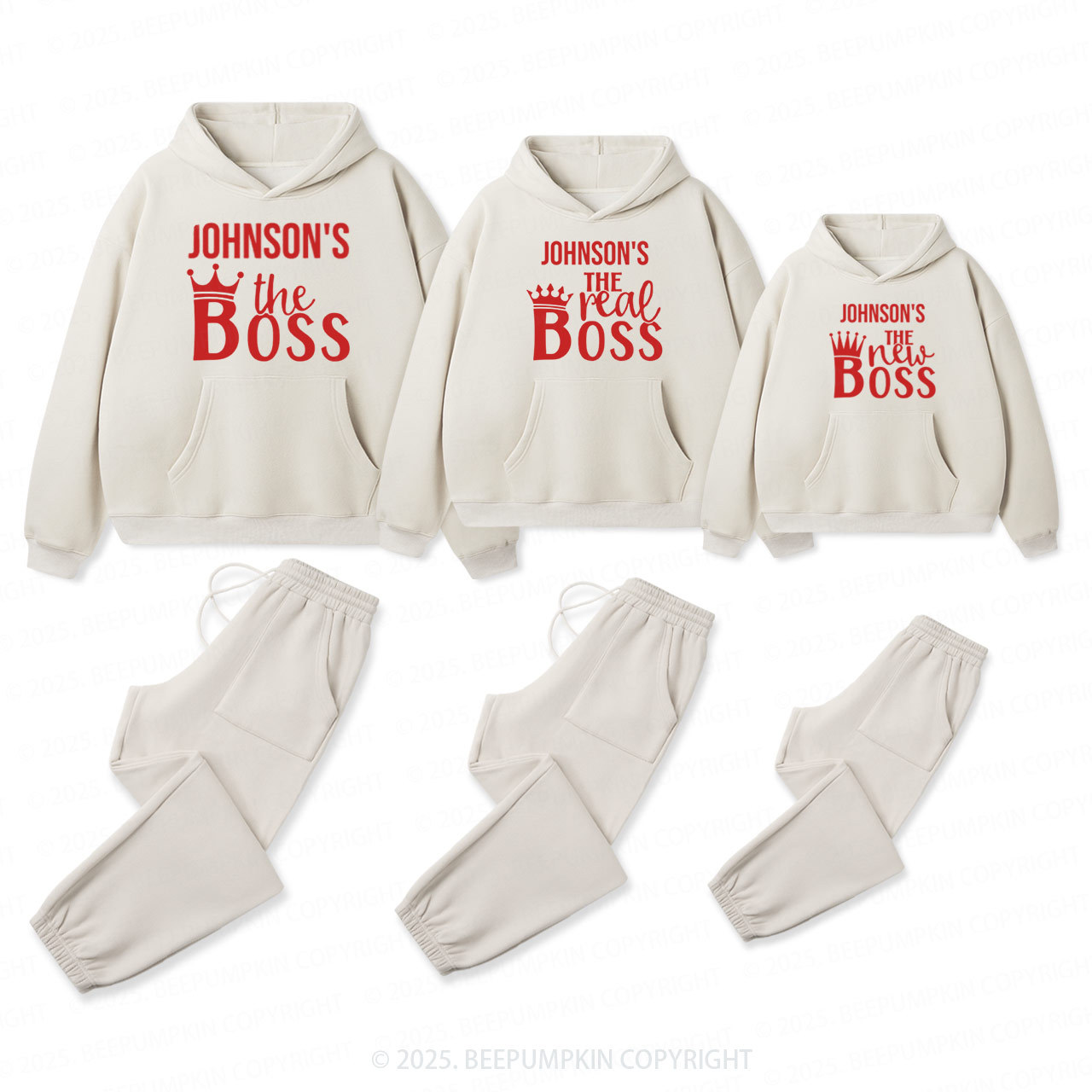 Personalized Boss Family Matching Hoodie Set