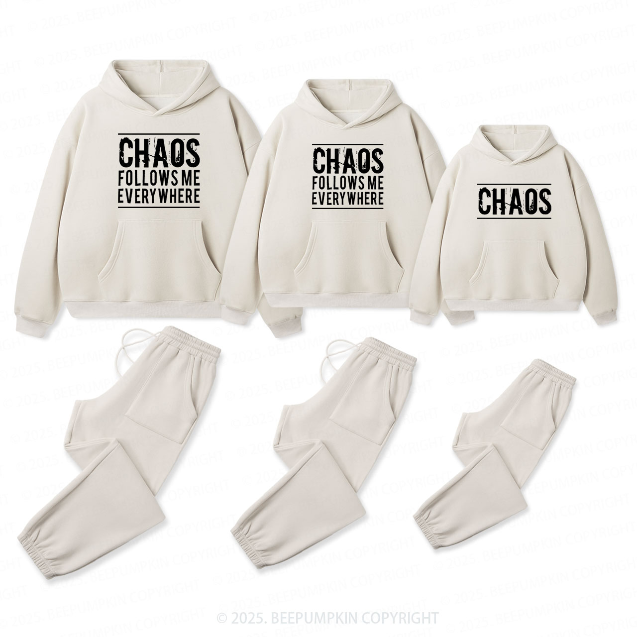 Chaos Follows Me Everywhere Family Matching Hoodie Set