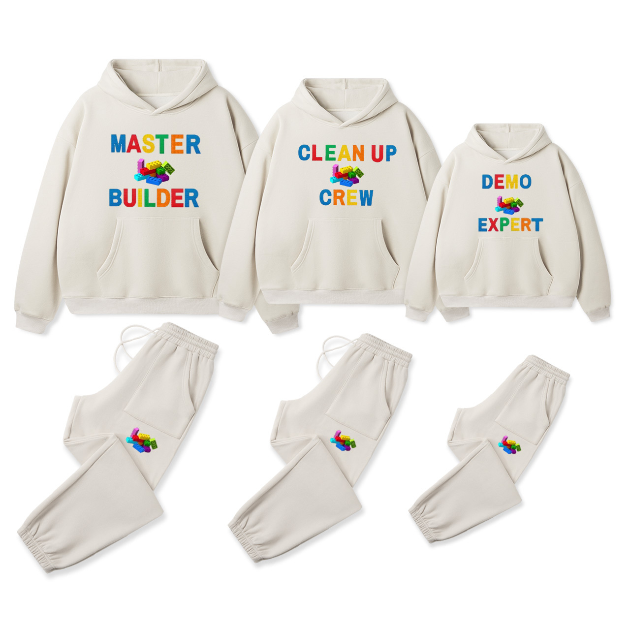 Personalized Building Blocks Family Matching Hoodie Set
