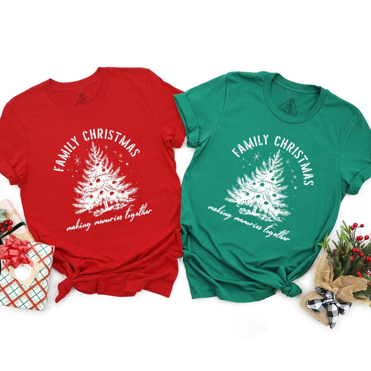 Warm Christmas Tree Family Matching T-Shirts Beepumpkin