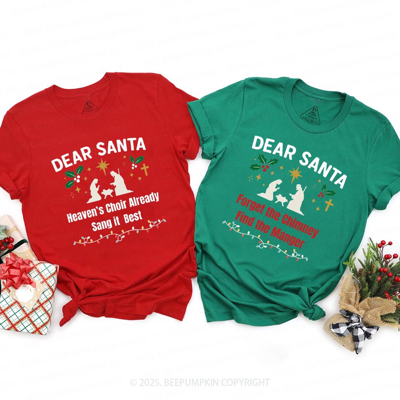 Personalized Dear Sant Christian Family Matching T-Shirts Beepumpkin