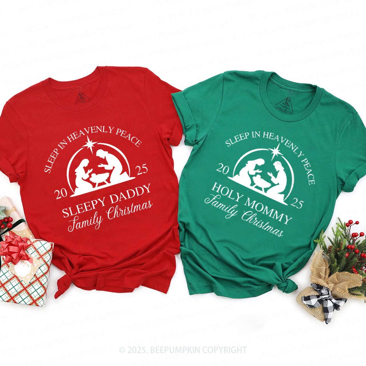 Personalized Faith Based Christmas Family Matching T-Shirts Beepumpkin