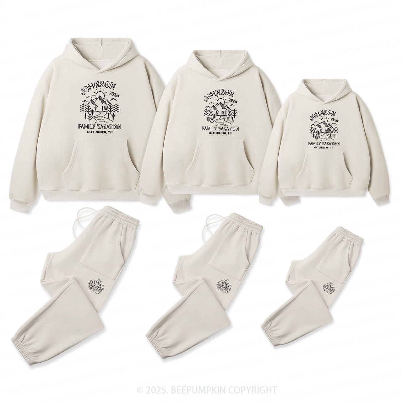 Personalized Mountain Vacation Family Matching Hoodie Set