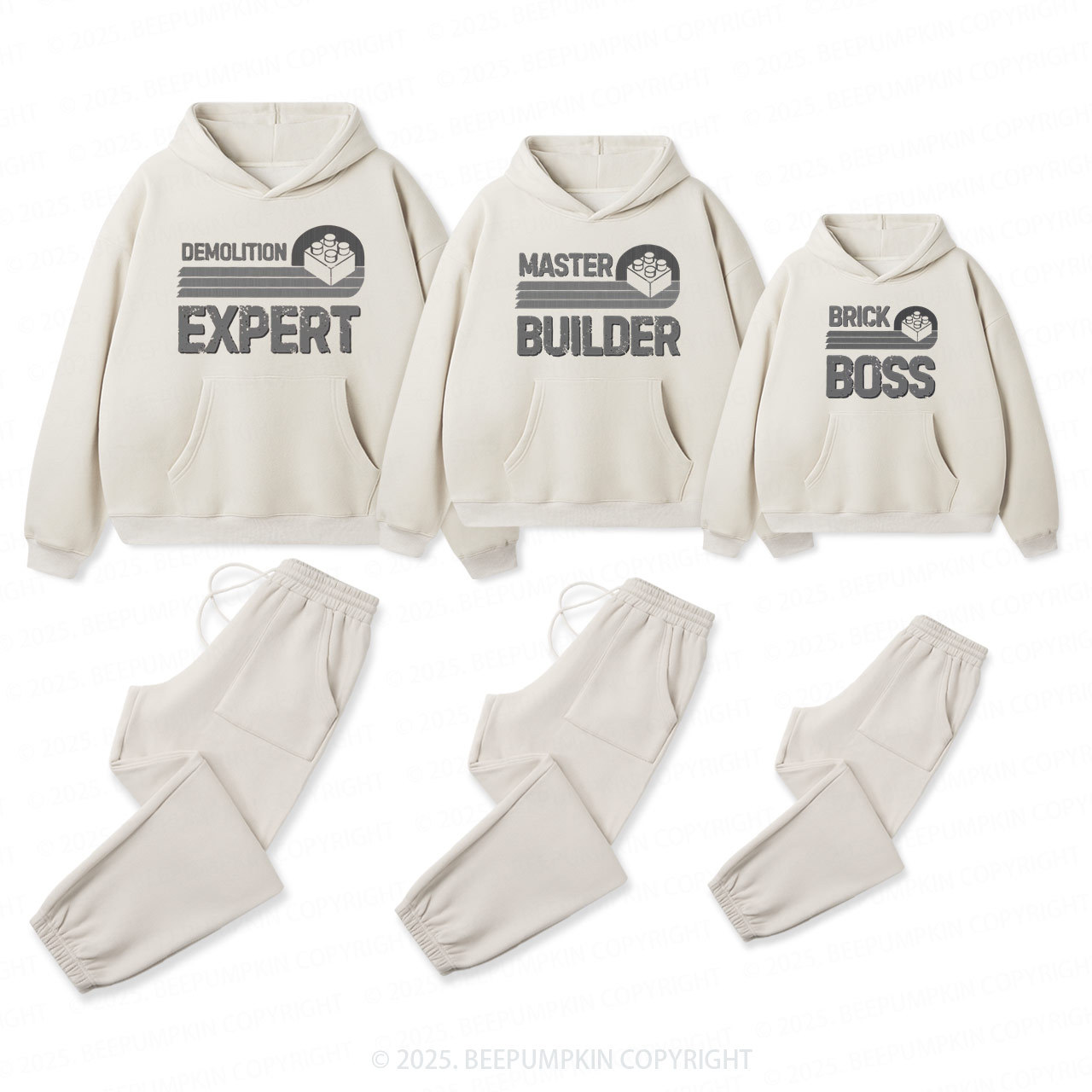 Personalized Master Builder Family Matching Hoodie Set