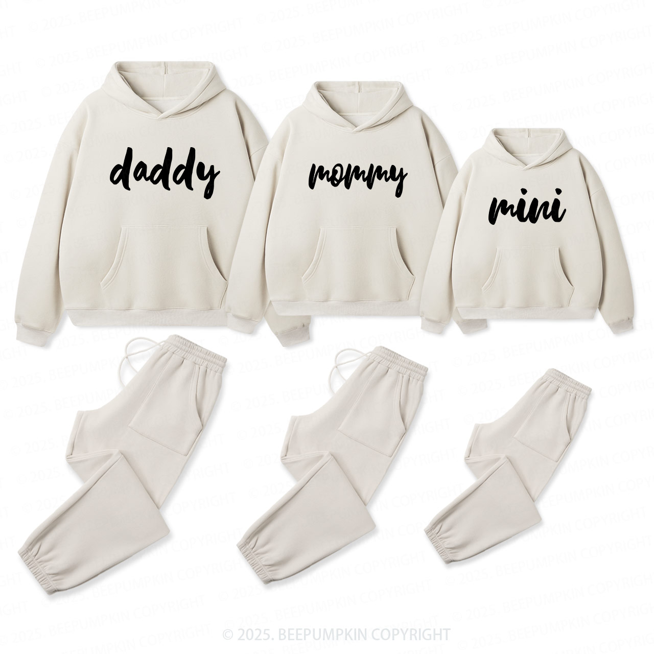 Personalized Daddy Mommy Mini Family Matching Hoodie Set