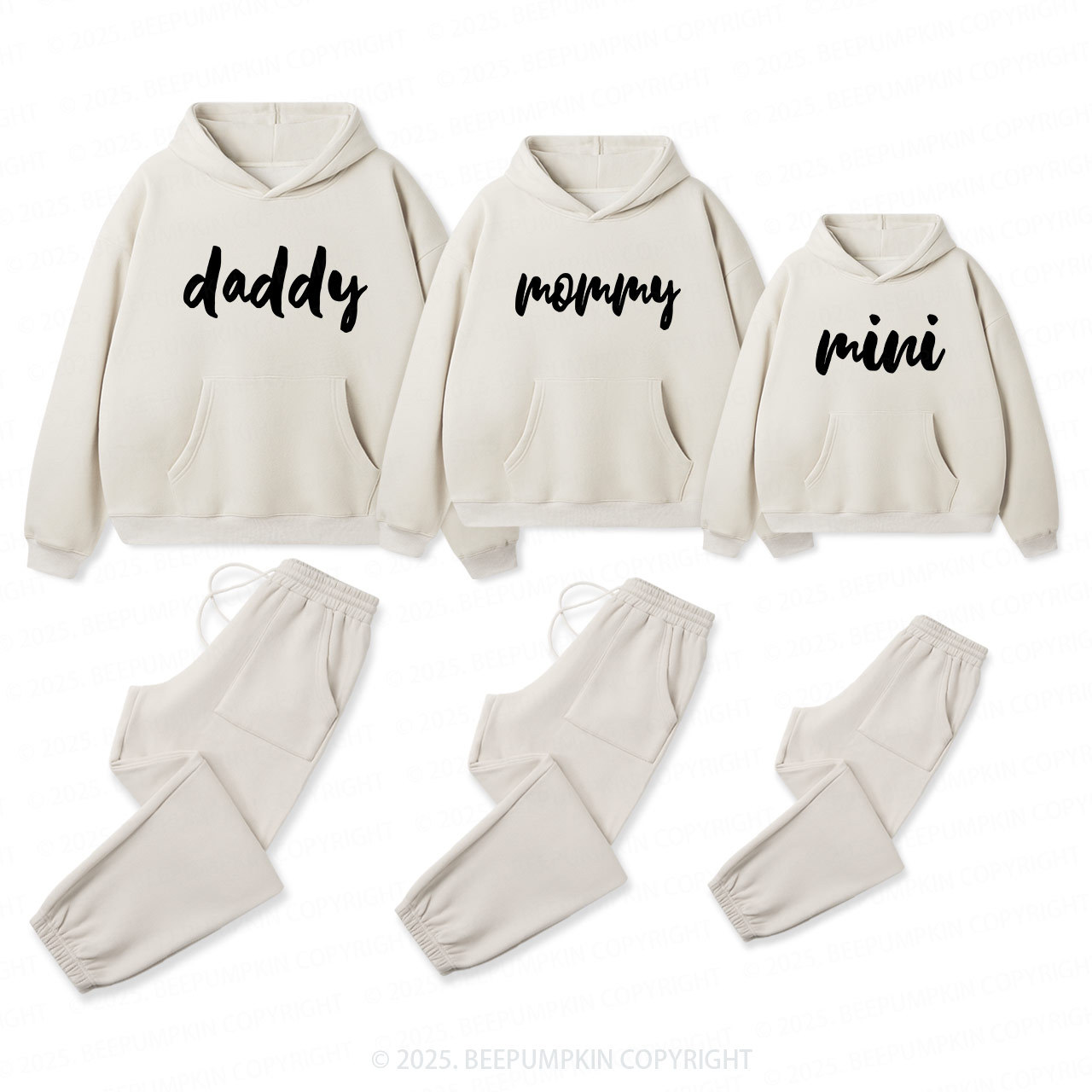 Personalized Daddy Mommy Mini Family Matching Hoodie Set