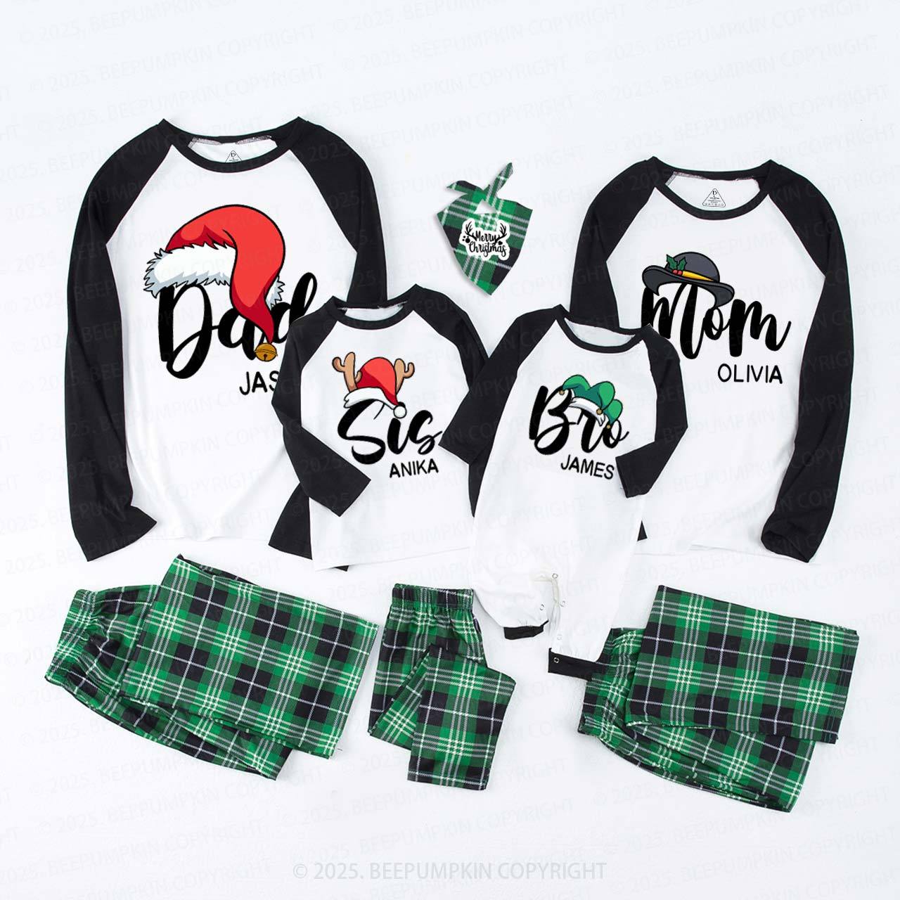 Personalized Santa Hat Christmas Family Matching Pajamas