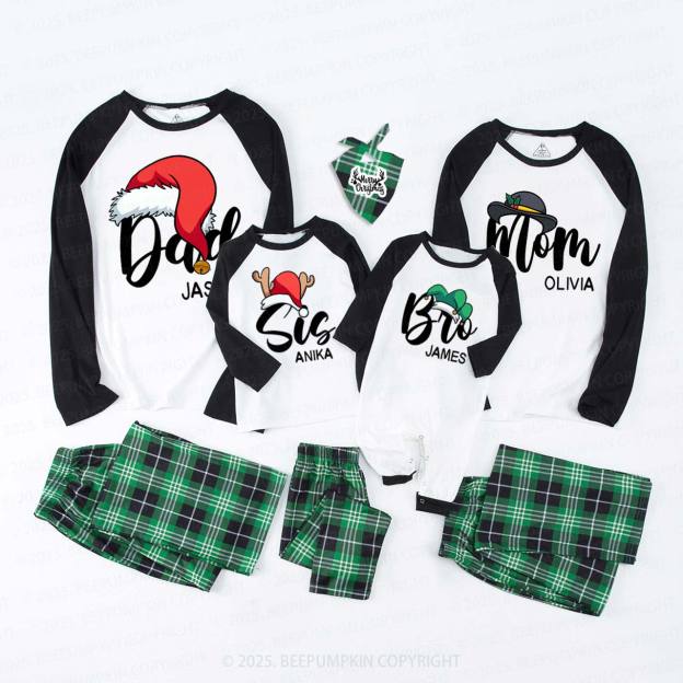 Personalized Santa Hat Christmas Family Matching Pajamas