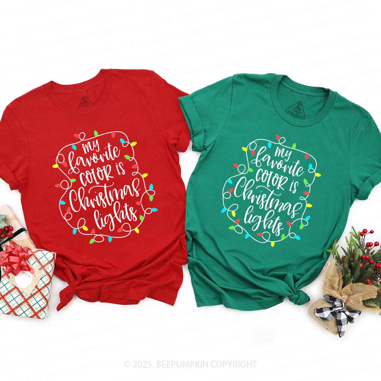 My Favorite Color Is Christmas Lights Family Matching T-Shirts Beepumpkin