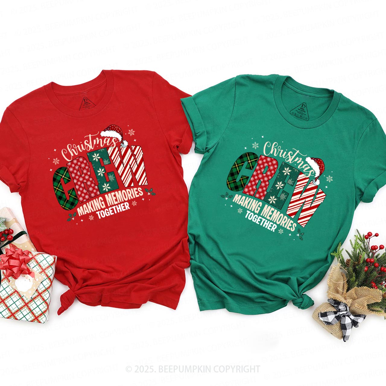 Funny Christmas Crew Family Matching T-Shirts Beepumpkin