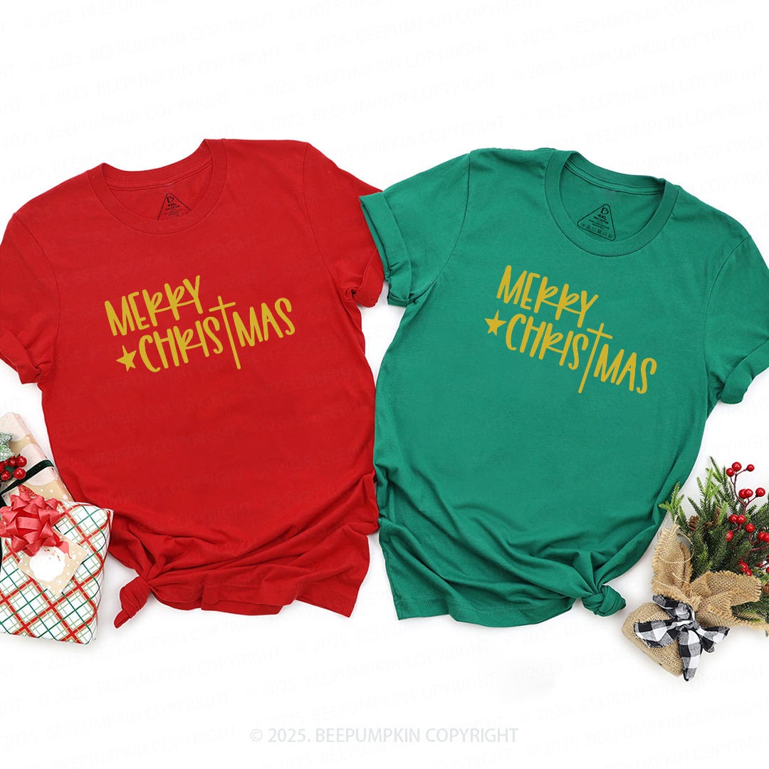 Merry Christmas Cross Family Matching T-Shirts Beepumpkin
