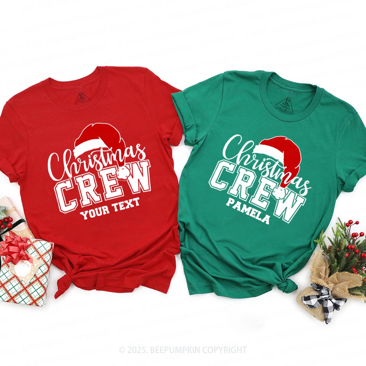 Personalized Christmas Crew Group Family Matching T-Shirts Beepumpkin