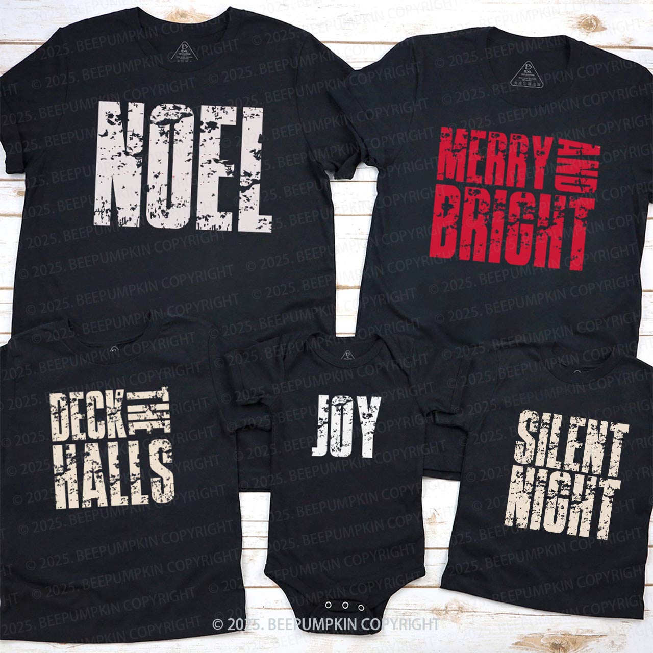 Personalized Merry & Bright Family Matching T-Shirts Beepumpkin