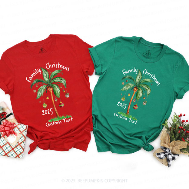 Personalized Tropical Christmas Family Matching T-Shirts Beepumpkin