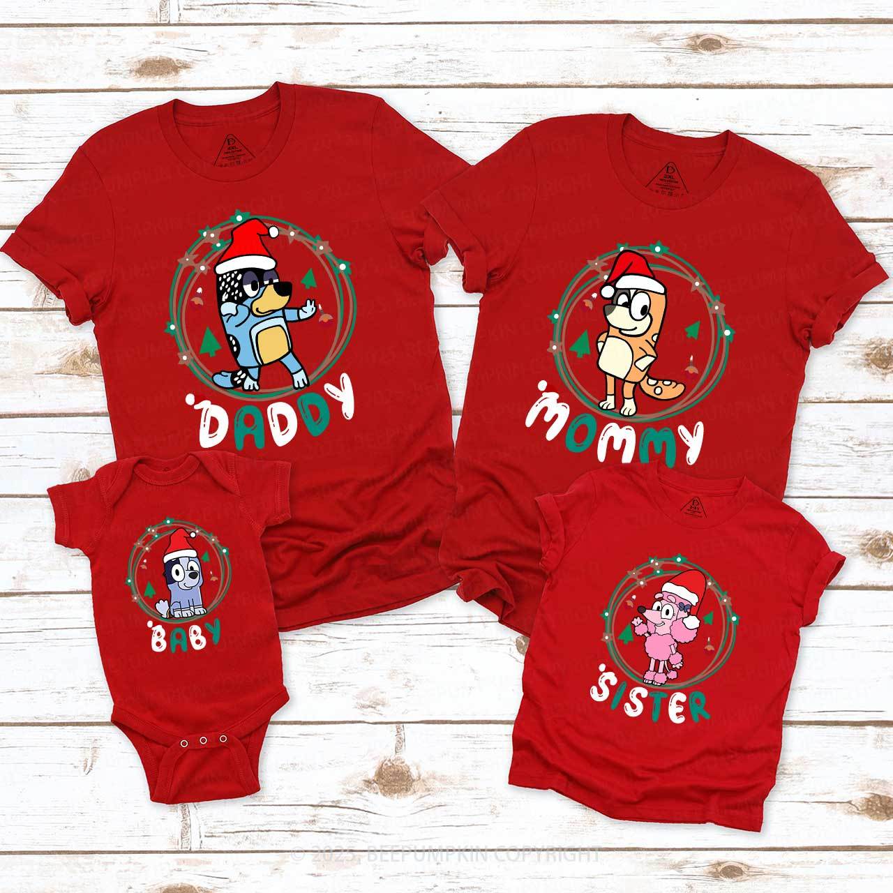 Cartoon Dog Light Ring Christmas Family Matching T-Shirts Beepumpkin.