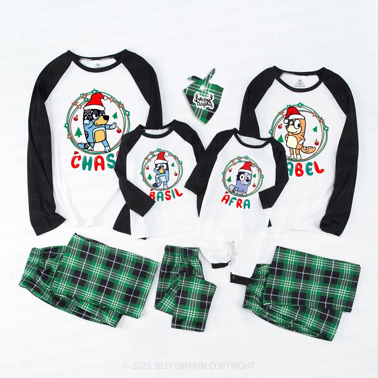 Cartoon Dog Light Ring Christmas Family Matching Pajamas