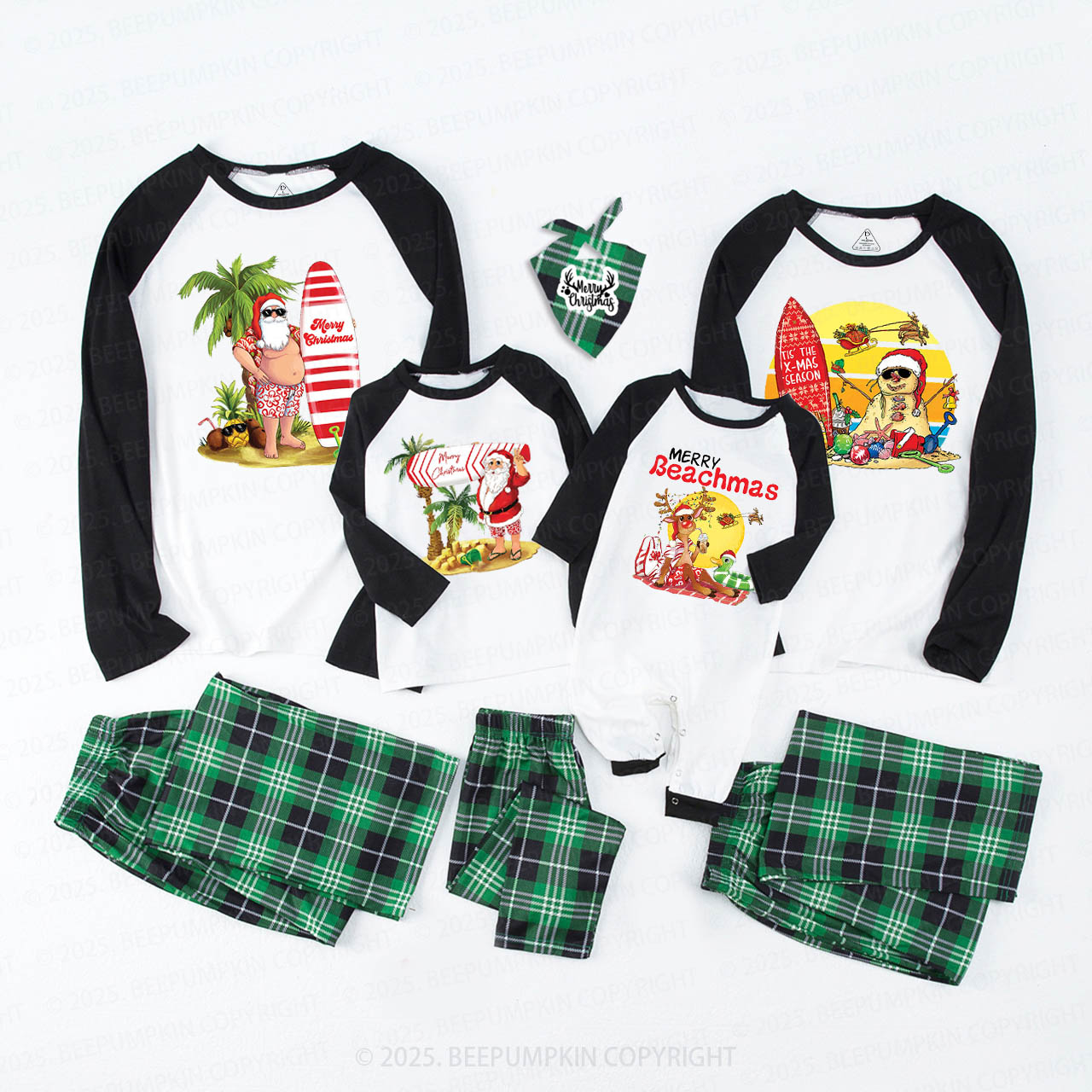 Personalized Tropical Beach Christmas Family Matching Pajamas